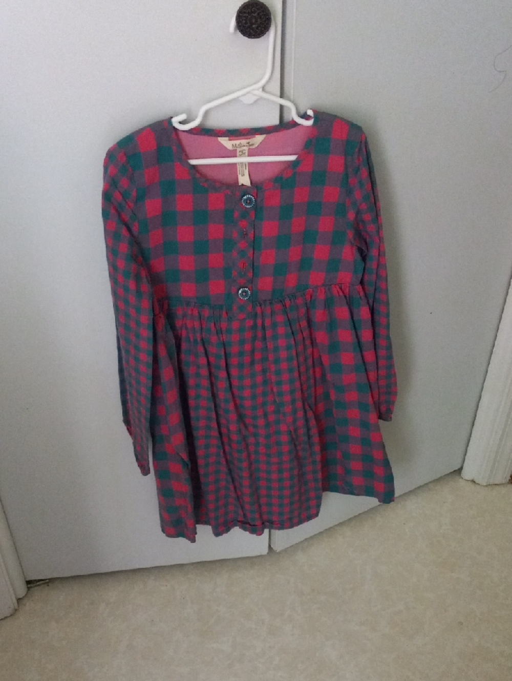 Matilda Jane Pink and Teal Plaid Button-Front Dress